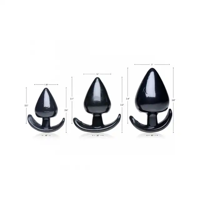 Master Series PRO - Triple Spades 3-Piece Anal Plug Set. Zestaw treningowy żelowych korków analnych. Pakiet rozciągający anus.