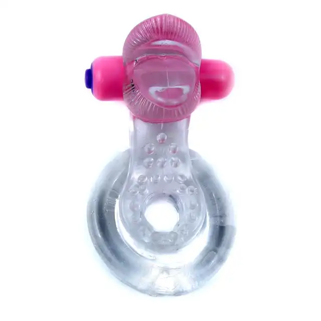 Bseries - Pierścień z mocno wibrującym języczkiem -Tongue Vibro Cockring Clear 