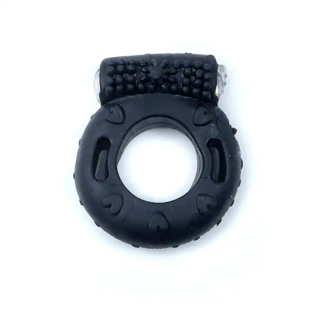 Bseries -  Vibro Cockring Black. Wibrujący żelowy pierścień erekcyjny, pojedynczy silniczek. Lekki, elastyczny. 