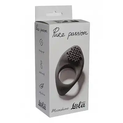 Lola - Pure Passion Moonshine Black. Elastyczny silikonowy pierścień na penisa ze stymulującymi wypustkami. 