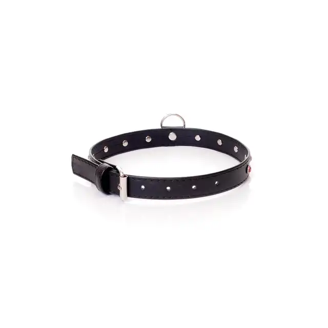 Fetish Boss Series - Collar Pink Crystal 2 cm. Obroża z kryształkami. Prosta regulacja, wygodna szerokość.