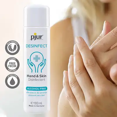 Pjur - Desinfect Hand &amp; Skin Disinfictant 100 ml	. Odkażający żel do rąk i ciała. Bez alkoholu, przyjemna powłoka na skórze. Mega Sale!