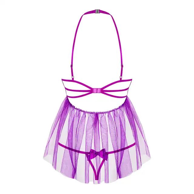 Obsessive-Delishya fioletowy babydoll i stringi S/M