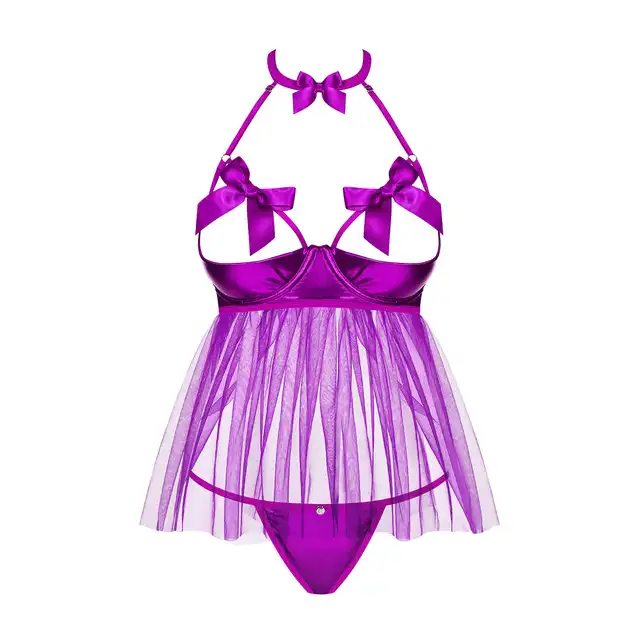 Obsessive-Delishya fioletowy babydoll i stringi S/M
