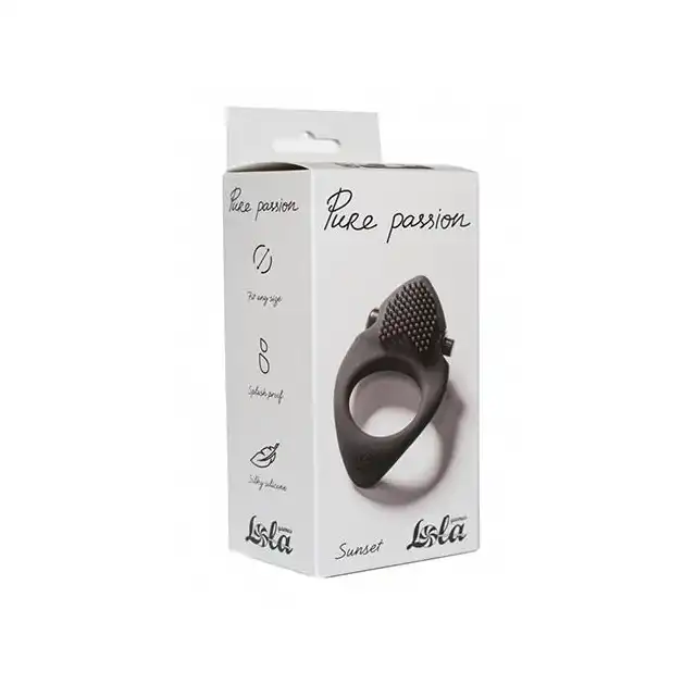 Lola - Pure Passion Sunset Black. Silikonowy pierścień na penisa. Super jedwabista powierzchnia, wypustki stymulujące. 