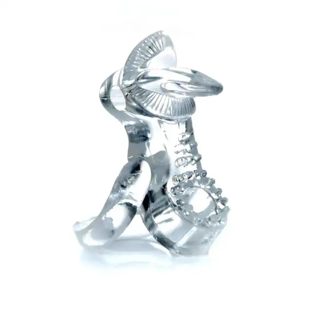 Bseries - Pierścień z mocno wibrującym języczkiem -Tongue Vibro Cockring Clear 