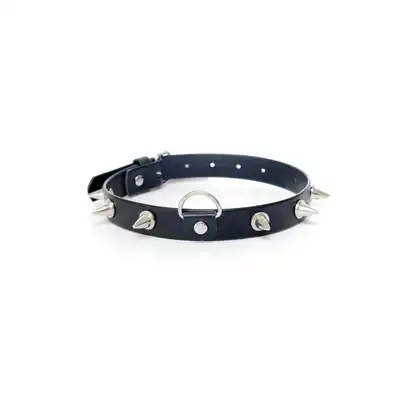 Fetish Boss Series - Collar with studs 2 cm. Regulowana obroża z ćwiekami. Uchwyt na smycz. 