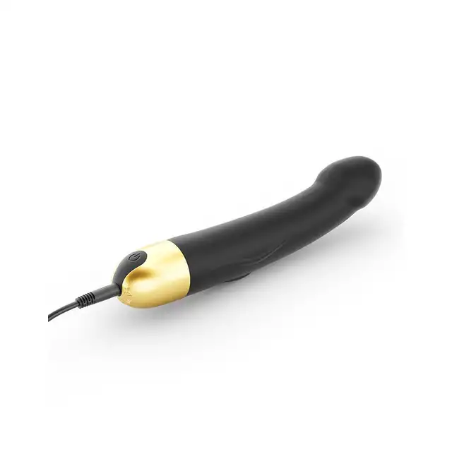Dorcel - Real Vibration M Black &amp; Gold  2.0 - ładowany USB, silny wibrator 22 cm x 3,7 cm. 10 trybów wibracji, 