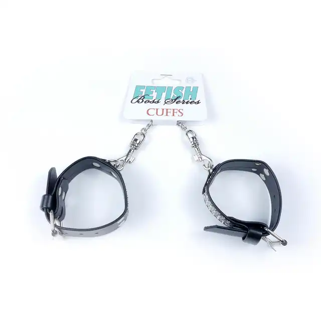 Fetish Boss Series - Handcuffs with cristals 3 cm. Kajdanki z kryształami, regulowane mankiety do 22 cm. 
