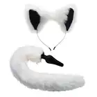 Tailz - White Fox Tail and Ears Set. Niesamowicie seksowny komplet lisicy wraz z korkiem analnym ogonem. 100% Silikon.