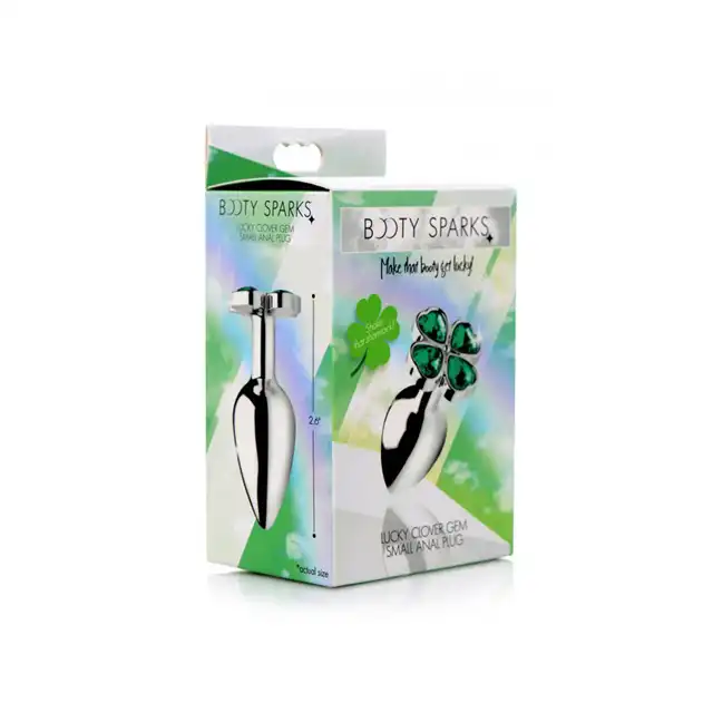 Booty sparks - Lucky Clover Anal Plug.  Korek analny w formie czterolistnej koniczynki. Metal z diamentami. Rozmiar S