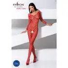 Passion - Bodystocking BS077. Seksowna siateczka z otwartym krokiem. Czerwona. OS