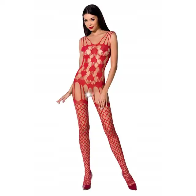 Passion - Prowokujący czerwony bodystocking. Rozmiar OS