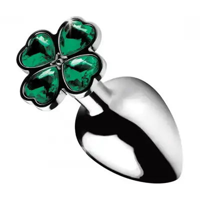 Booty sparks - Lucky Clover Anal Plug.  Korek analny w formie czterolistnej koniczynki. Metal z diamentami. Rozmiar S