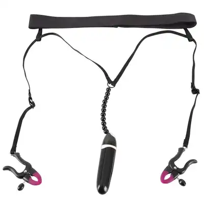 Bad Kitty - Spreader String. Majteczki z klamerkami rozciągające wargi sromowe i pocisk wibrujący. Niezwykłe odczucie.