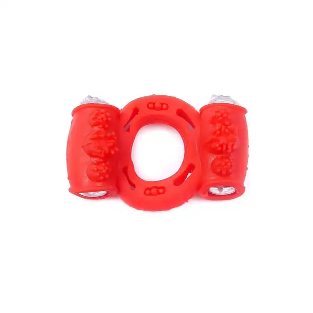 Bseries -  Vibro Cockring Double Red. Wibrujący żelowy pierścień erekcyjny z dwoma silniczkami. Nowość!