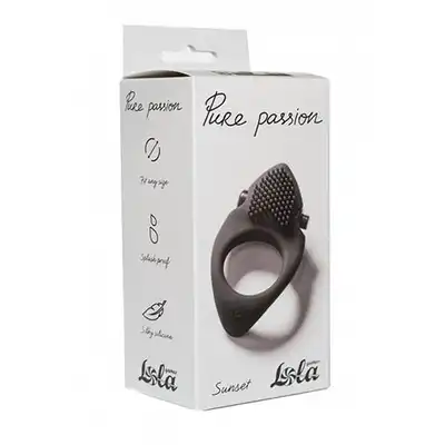 Lola - Pure Passion Sunset Black. Silikonowy pierścień na penisa. Super jedwabista powierzchnia, wypustki stymulujące. 