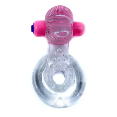 Bseries - Pierścień z mocno wibrującym języczkiem -Tongue Vibro Cockring Clear 