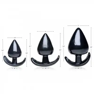 Master Series PRO - Triple Spades 3-Piece Anal Plug Set. Zestaw treningowy żelowych korków analnych. Pakiet rozciągający anus.