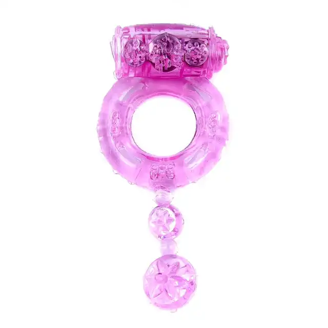 Bseries -  Vibro Cockring Pink. Wibrujący żelowy pierścień erekcyjny, dodatkowa stymulacja łechtaczki i ozdobny żelowy koralik. Wydłużona, mocniejsza erekcja. 