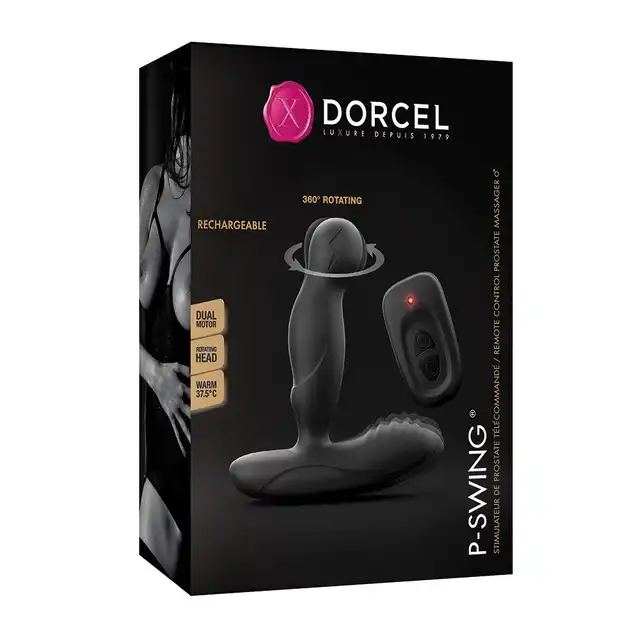 Dorcel - P-Swing Remote Control Prostate Massager - Niezwykły masażer prostaty! Zdalne sterowanie, dwa niezależne silniki, 16 trybów wibracji, 3 tryby rotacji, funkcja podgrzewania!