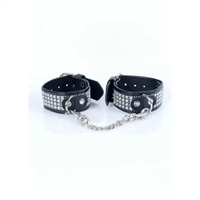 Fetish Boss Series - Handcuffs with cristals 3 cm. Kajdanki z kryształami, regulowane mankiety do 22 cm. 