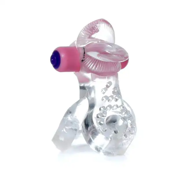 Bseries - Pierścień z mocno wibrującym języczkiem -Tongue Vibro Cockring Clear 