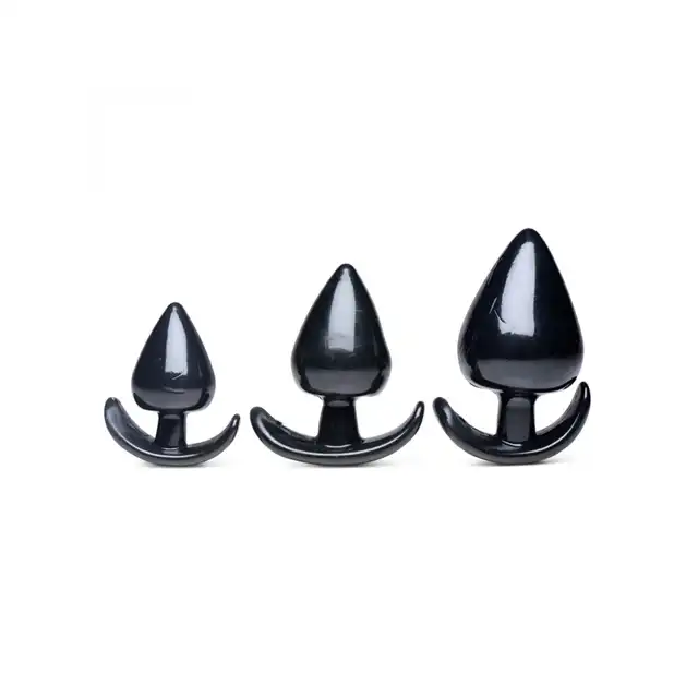 Master Series PRO - Triple Spades 3-Piece Anal Plug Set. Zestaw treningowy żelowych korków analnych. Pakiet rozciągający anus.