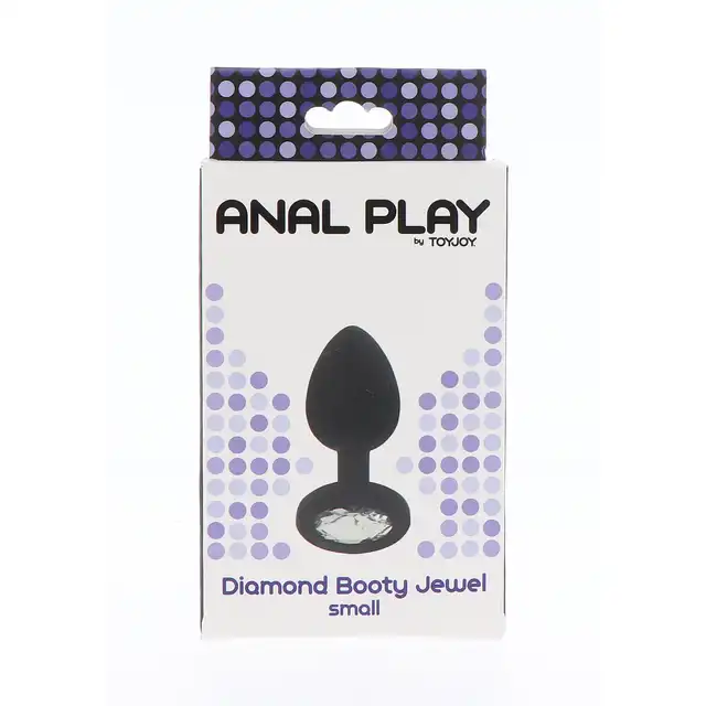 Anal Play by Ty Joy - Diamond Booty Jewel Medium. Średniej wielkości silikonowy korek analny ze srebrnym. 3,5 cm x 8 cm. 