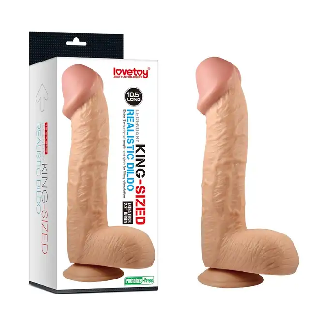 LoveToy - King Sized Dildo. Realistyczne dildo 28 cm długości, 5,6 cm szerokości! Cielisty, elastyczny. Mocna przyssawka!
