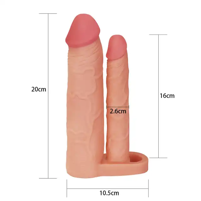 LoveToy - Double Penis Sleeve. Podwójna nakładka na penisa, wydłużenie, pogrubienie, podwójna penetracja. 