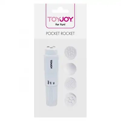 ToyJoy - Pocket Rocket White. Biały mini wibrator z 4 wymiennymi końcówkami stymulującymi! Mega sale!