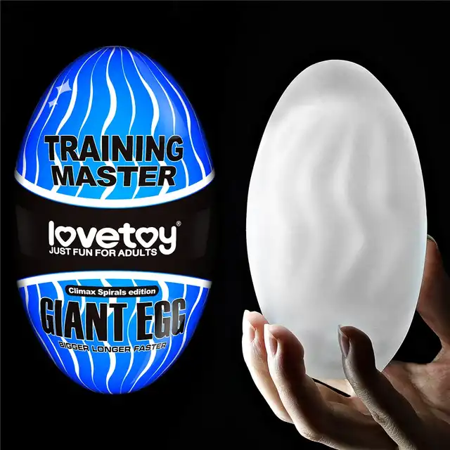 LoveToy - Giant Egg Blue. Masturbator męski, super elastyczny i dyskretny. Wydłuż stosunek ćwicząc na tym masturbatorze!