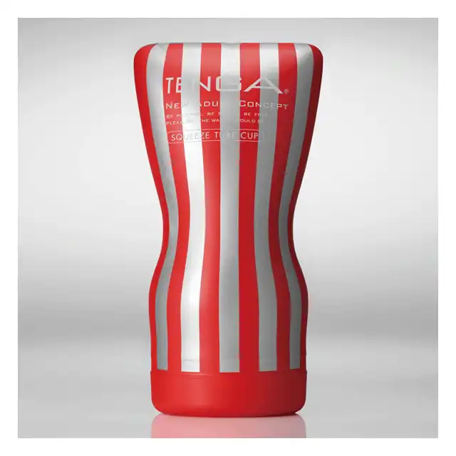 Tenga - Squeeze Tube Cup Medium. Nowoczesny masturbator z elastometru, super przyjemny w dotyku. Wygodny, regulacja ciśnienia. 