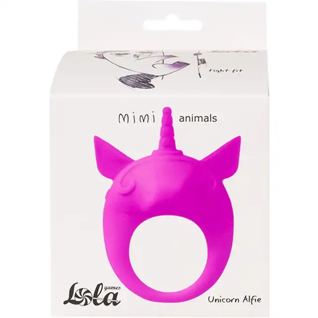 Lola - Mimi Animals Collection Unicorn Alfie Purple. Słodki wibrujący, elastyczny ring na penisa! Wysoka jakość, uroczy design. 
