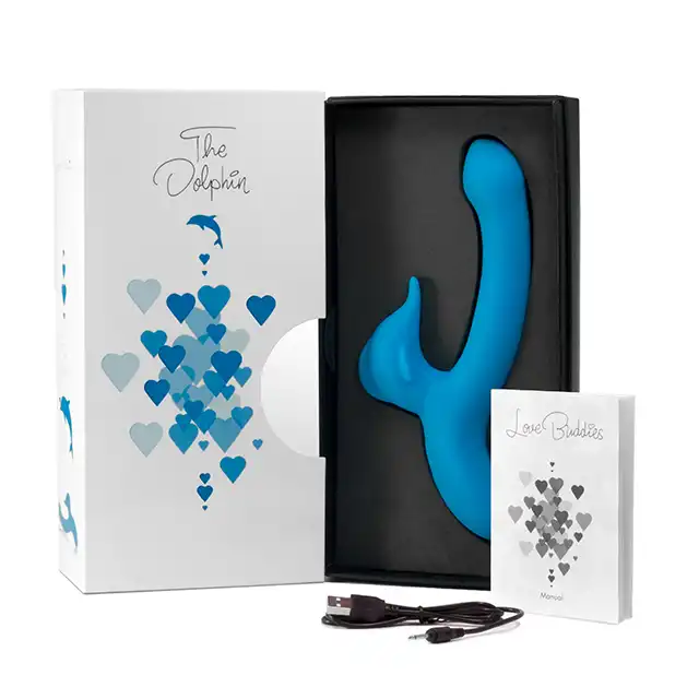 LoveBuddies - Dolphin. Super wyprofilowany wibrator delfinek do podwójnej stymulacji. Wodoodporny, silny, cichy. Mega Sale!
