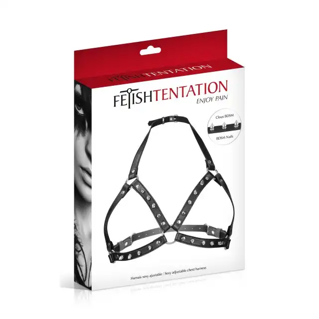 Fetish Tentation - Chest Harness. Uprząż na biust. Otwarty biustonosz ze sztucznej skóry. 