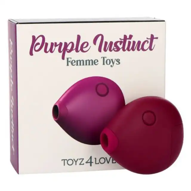 Femme Toys - Purple Instinct. Fioletowy stymulator ssący łechtaczkę. Kompaktowy, przyjemny w dotyku, cichy i dyskretny. 