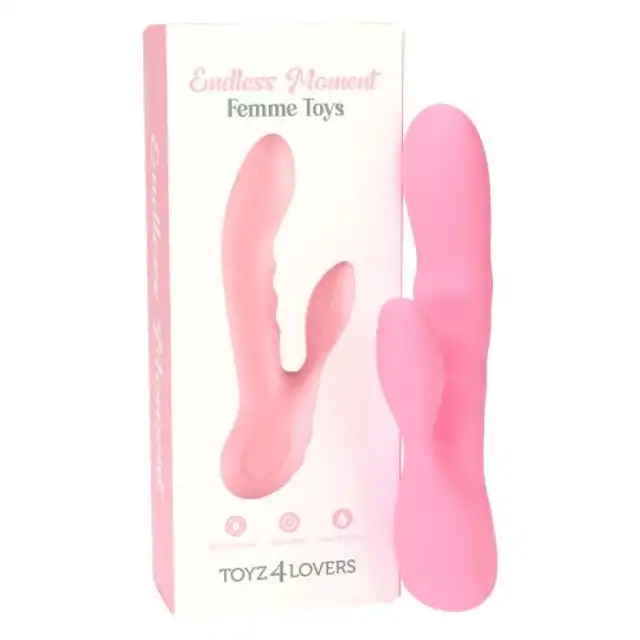 Femme Toys - Endless Moment. Aksamitnie gładki, cichy i silny wibrator z króliczkiem o perfekcyjnym profilu by stymulować punkt G. 