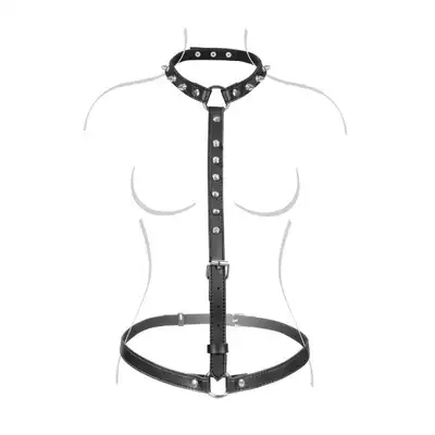 Fetish Tentation - Adjustable Sexy Harness. Uprząż na szyję i biodra z ćwiekami. 