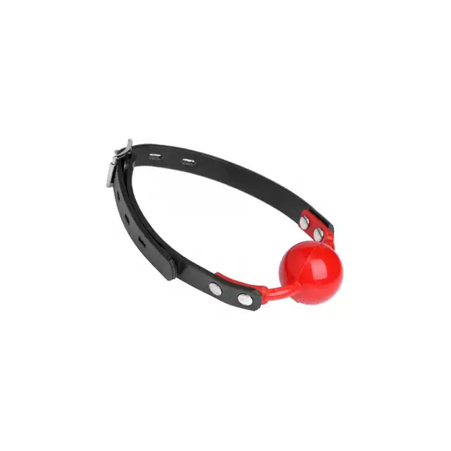 Master Series - The Hush Gag - Ball gag czerwony z regulowanym zapięciem