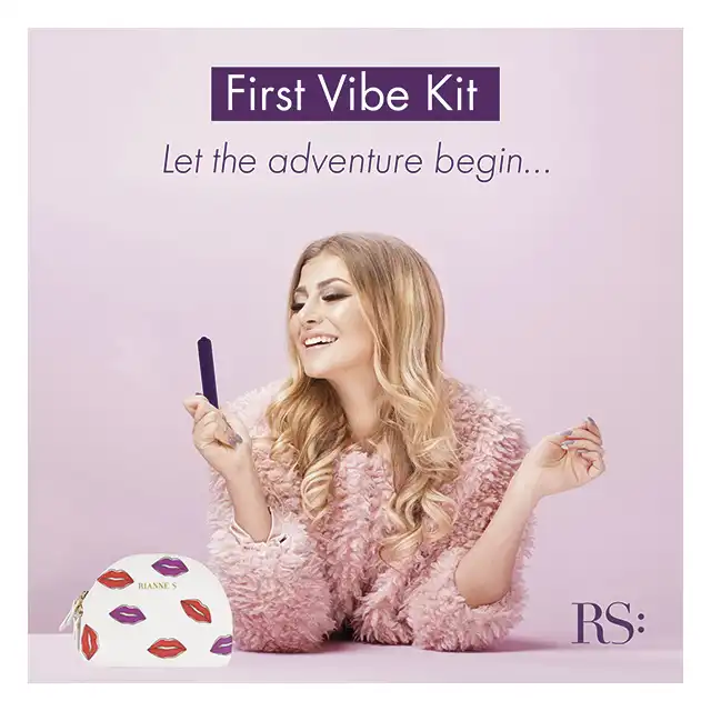 RIANNE'S - First Vibe Kit. Zestaw konieczny dla każdej kobiety. Eleganckie, wysokiej jakości zabawki. Kulki, wibrator i plug w rozmiarze S. 