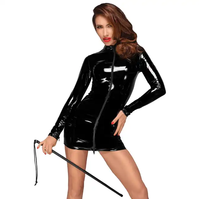 Noir Handmade - Mini Dress. Krótka sukienka rozpinana na zamek, lateksowa. Ręcznie robiona. Rozmiar M. Mega Sale!