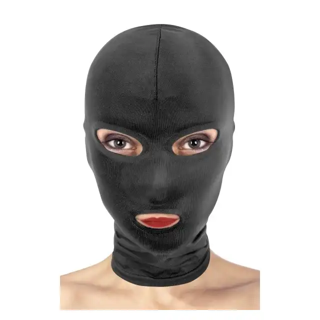 Fetish Tentation - Open Eyes and Mouth Hood. Maska na twarz z odkrytymi oczami i ustami. Oddychający materiał, miękki w dotyku. 