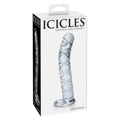 Icicles - Dildo No 60 - szklane, przezroczyste dildo z hartowanego szkła