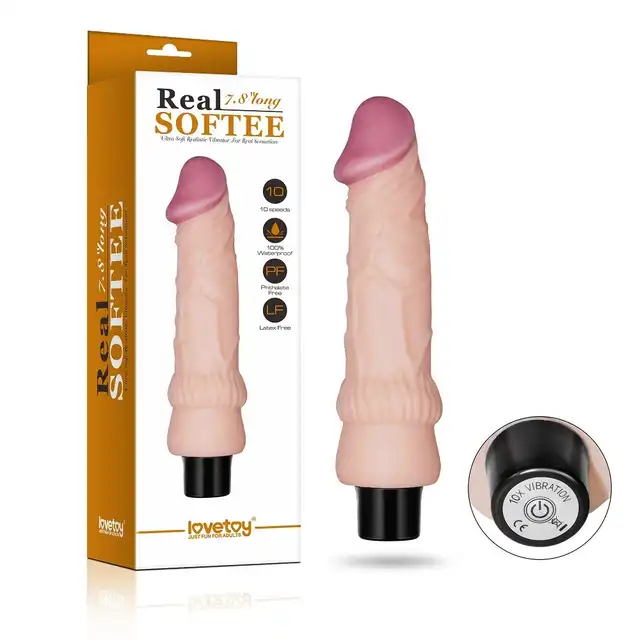 LoveToy - Real Softee 7.8" - realistyczny wibrator z cyberskóry. Aż 10 trybów mocnych wibracji!