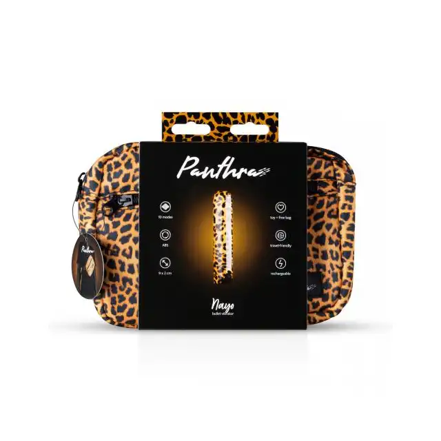 Panthra - Nayo Bullet Vibrator. Niesamowity, wodoodporny mini wibrator w zwierzęcym wzorze. Designerska torebka w zestawie!