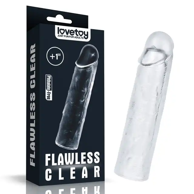 LoveToy - Clear Penis Sleeve 1". Nakładka na penisa, pogrubienie, wydłużenie. Przezroczysty kolor!