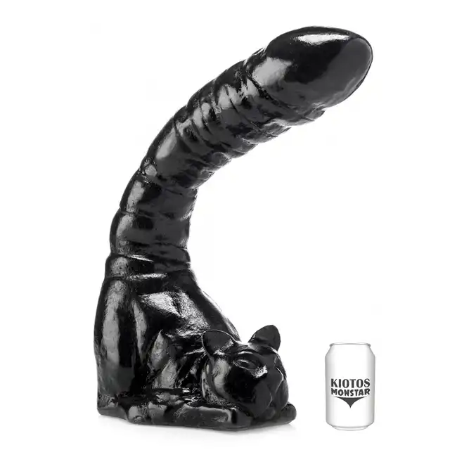 Kiotos Monstar - Tomkat Dildo. Niezwykłe, oryginalne dildo w kształcie kociego ogona. 36cm.  Wyrzeźbiona figurka kotka u podstawy. Absolutnie niezwykły produkt.