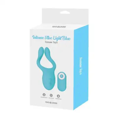 Femme Toys - Intense Vibe Light Blue. Wielofunkcyjny wibrator dla par. Gładki silikon, sterowanie pilotem, ultra przyjemne wibracje. 